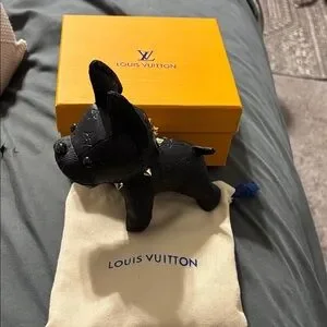 Black Dog Toy with LV monogram & Gold Accents