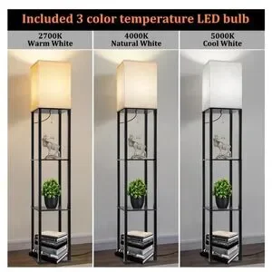 Black Floor Lamp With Shelves