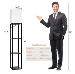 Black Floor Lamp With Shelves