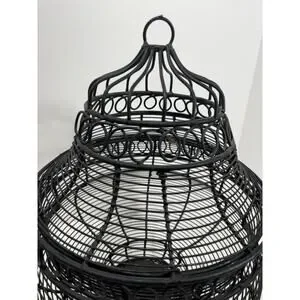 Black Iron Bird Cage Fruit Bowl Decoration 19”x12”