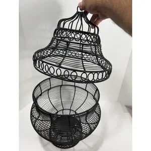Black Iron Bird Cage Fruit Bowl Decoration 19”x12”