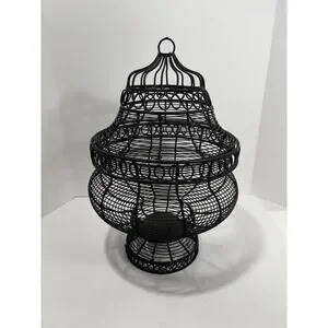 Black Iron Bird Cage Fruit Bowl Decoration 19”x12”