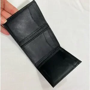 Black Leather Trifold Wallet