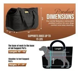 Black Pet Carrier Sling Bag NEW