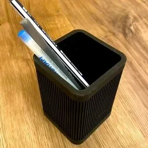 Black Ribbed Pen Holder