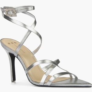 BLACK SUEDE STUDIO Kimora Strappy Sandal In Silver Metallic
