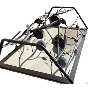 Black Wall Mount Wrought Iron Mirrored Tee-Candle