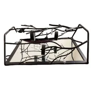 Black Wall Mount Wrought Iron Mirrored Tee-Candle