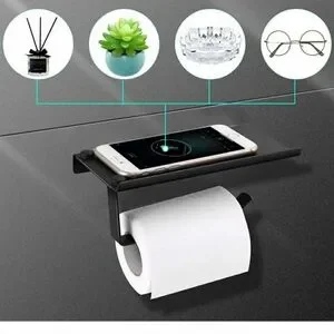 Black Wall-Mounted Toilet Paper Holder