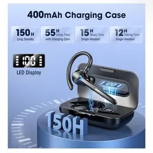 Black Wireless Bluetooth Headset With Charging Case