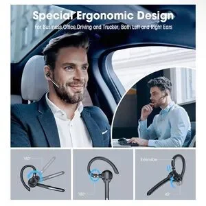 Black Wireless Bluetooth Headset With Charging Case