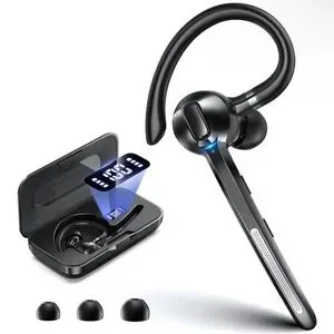 Black Wireless Bluetooth Headset with Charging Case