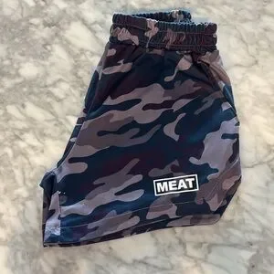 Blue And Purple Camouflage Shorts Meat Sportswear “Lifting Short” Size Small