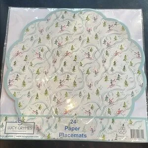 Blue and White Paper Placemats - 24 Pack new Lucy grymes brand winter design
