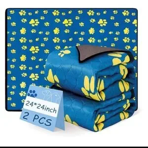 Blue and Yellow Paw Print Dog Pee Pad Set
