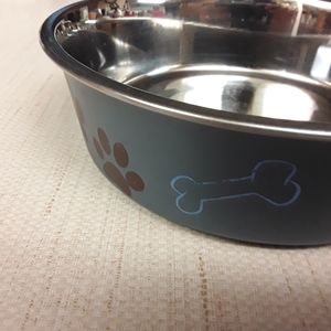 Blue Dog Paw Dog Bone Food Dish Bowl