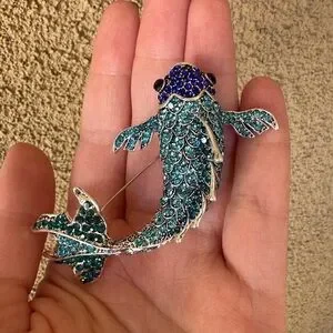 Blue Koi Fish Crystal Brooch