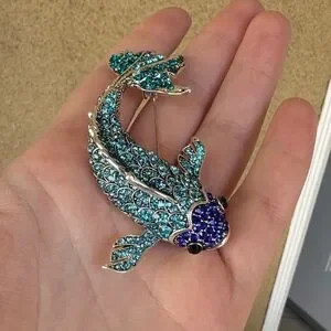 Blue Koi Fish Crystal Brooch
