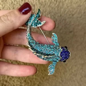 Blue Koi Fish Crystal Brooch