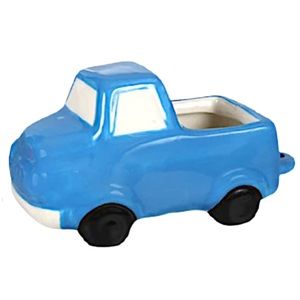 BLUE PICK UP TRUCK CERAMIC PLANTER NWT