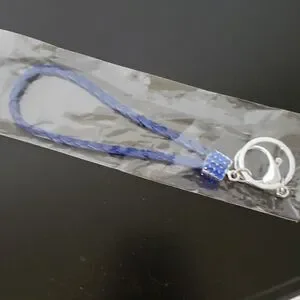 Blue rhinestone loop Keychain with lobster claw