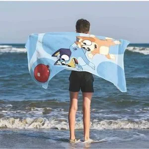 Bluey Bingo Beach Towel 100% Cotton W/ Embroidered Applique 28in x 58in- NWT