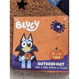 Bluey Halloween Coir Door Mat 18 X 28” Bats Pumpkin Jack O Lantern NEW