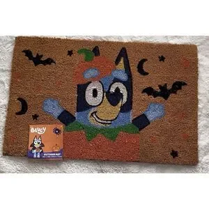 Bluey Halloween Coir Door Mat 18 X 28” Bats Pumpkin Jack O Lantern NEW