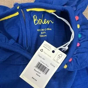 Boden Brilliant Blue Top With Colorful Accents