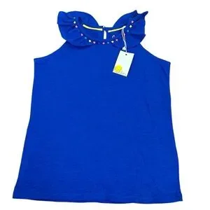 Boden Brilliant Blue Top with Colorful Accents