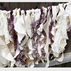 Boho Cream And Purple Fabric Garland