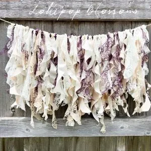 Boho Cream and Purple Fabric Garland