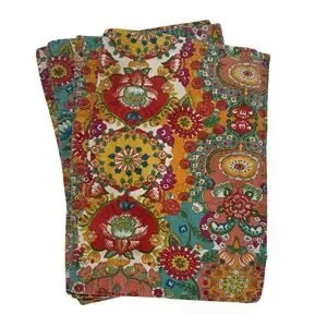 Boho Floral Paisley Cotton Placemats Set Of 6 Multicolor 12x17.25 Dining Table