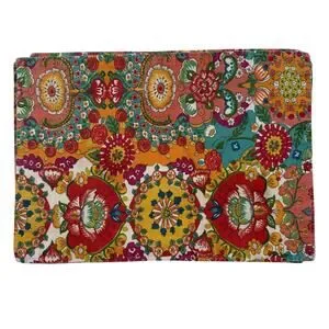 Boho Floral Paisley Cotton Placemats Set of 6 Multicolor 12x17.25 Dining Table