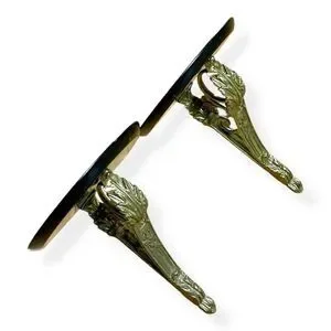 Bombay Co Hollywood Regency Brass Black Marble Wall Display Shelves Set Of 2 VTG