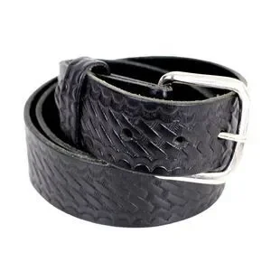 Boston TOOLED BLACK GENUINE LEATHER 1.5"Wd CASUAL DRESS MEN'S BELT Sz 34 (T6