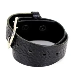 Boston TOOLED BLACK GENUINE LEATHER 1.5"Wd CASUAL DRESS MEN'S BELT Sz 34 (T6