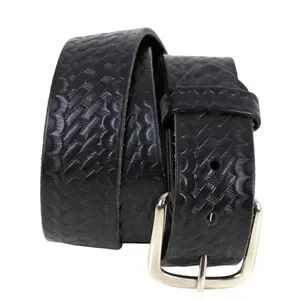 Boston TOOLED BLACK GENUINE LEATHER 1.5"Wd CASUAL DRESS MEN'S BELT Sz 34 (T6