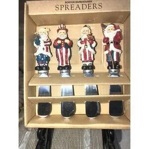 Boston Warehouse Christmas Patriotic Santa Dip Cheese Charcuterie Spreader Set