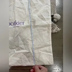 Botkier Beige Cotton Purple Drawstring Dustbag Cover Travel Bag