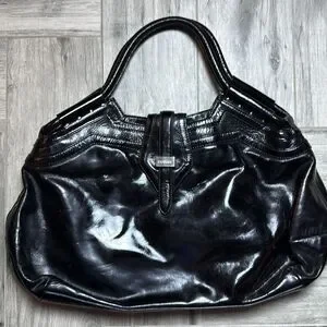 Botkier Ladies Black Double Handle Glossy Hobo Handbag