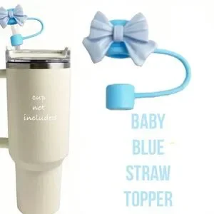 Bow Straw Topper Fits 10mm Straws NEW BABY BLUE