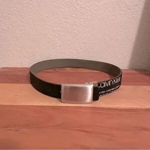 Boys Calvin Klein Leather Belt with Metallic Buckle