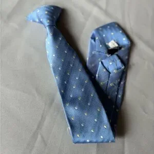 Boys Clip On Tie Lite Blue Pattern by George