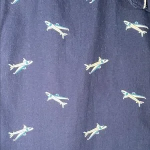 Boys Denim & Flower Button Up Navy Blue Shark Print Shirt Size XL