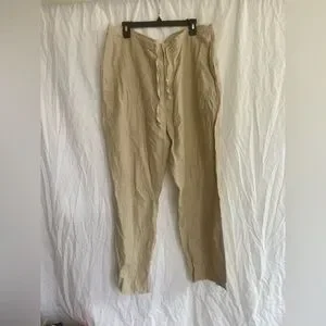 Brandini 100% Linen Straight Wide Leg Tie Waist Size XXL