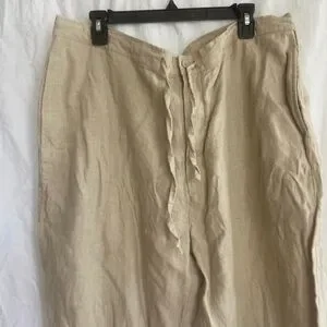 Brandini 100% Linen Straight Wide Leg Tie Waist Size XXL