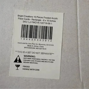 Bright Creations Clear Acrylic Place Cards For Weddings Table Seating (8x10)