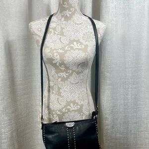 Brighton Elegant Black Crossbody With Silver Accents