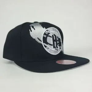 Brooklyn Nets Mitchell & Ness NBA Snapback Hat 3D Logo Paint Art Cap NWT